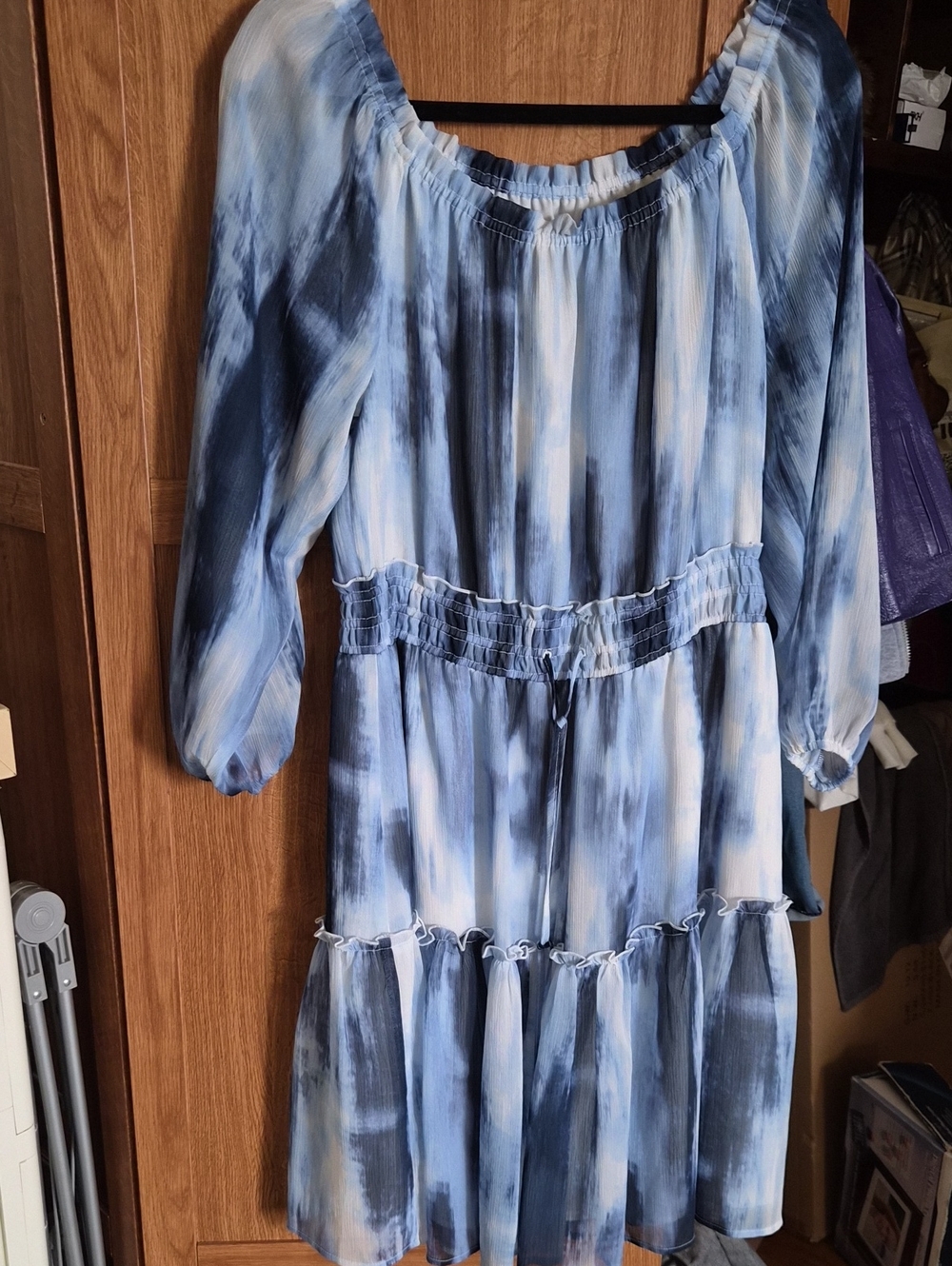 Tommy Hilfiger Blue Tie-Dye Peasant Dress